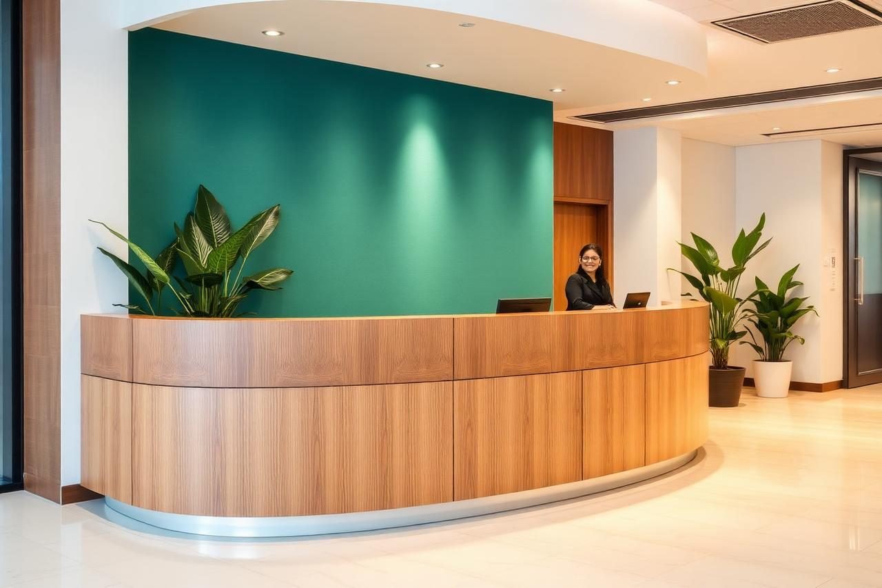 Reception area of the Auromax Technologies office in Hyderabad